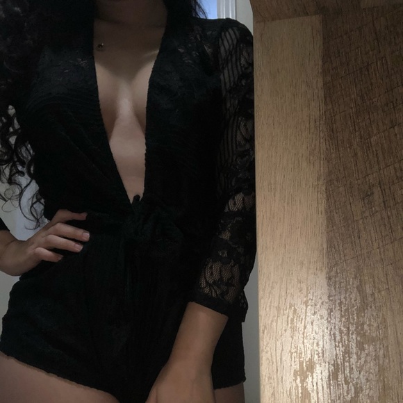 Fashion Nova Pants - Sexy Lacy Short Black Fashion Nova Romper